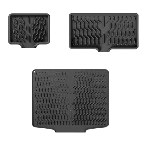 3er set Kaffeemaschine Abtropfmatte, Anti-Rutsch Wasserdicht Trockenmatte Spüle, Unterlage Spülbeckenmatte für Geschirr mit geneigter Fläche für optimalen Wasserablauf (A, 39.6x32.7/12x10/25x14cm) von AidSci