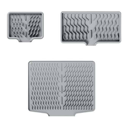 3er set Kaffeemaschine Abtropfmatte, Anti-Rutsch Wasserdicht Trockenmatte Spüle, Unterlage Spülbeckenmatte für Geschirr mit geneigter Fläche für optimalen Wasserablauf (B, 39.6x32.7/12x10/25x14cm) von AidSci