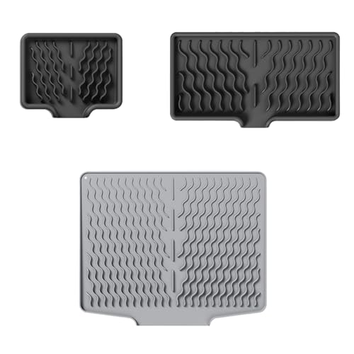 3er set Kaffeemaschine Abtropfmatte, Anti-Rutsch Wasserdicht Trockenmatte Spüle, Unterlage Spülbeckenmatte für Geschirr mit geneigter Fläche für optimalen Wasserablauf (C, 39.6x32.7/12x10/25x14cm) von AidSci