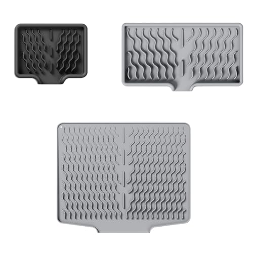 3er set Kaffeemaschine Abtropfmatte, Anti-Rutsch Wasserdicht Trockenmatte Spüle, Unterlage Spülbeckenmatte für Geschirr mit geneigter Fläche für optimalen Wasserablauf (F, 39.6x32.7/12x10/25x14cm) von AidSci