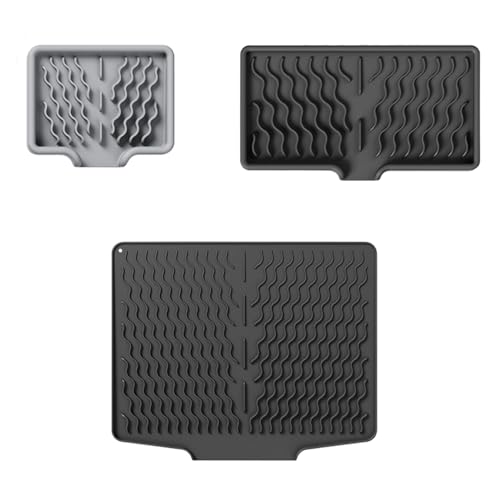 3er set Kaffeemaschine Abtropfmatte, Anti-Rutsch Wasserdicht Trockenmatte Spüle, Unterlage Spülbeckenmatte für Geschirr mit geneigter Fläche für optimalen Wasserablauf (G, 39.6x32.7/12x10/25x14cm) von AidSci
