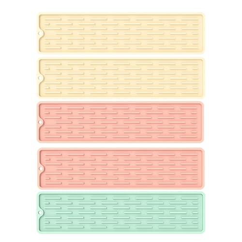 5 Stück Wasserhahn Spritzschutz Abtropftablett Matte, Neuestes Silikon Abtropftablett Matte Wasserhahn Abtropfmatte, Tropffänger Tablett Wasserfänger Matte für Küche Bad Spülbecken (C, 35 x 8,8 CM) 5 Stück Wasserhahn Spritzschutz Abtropftablett Matte, Neuestes Silikon Abtropftablett Matte Wasserhahn Abtropfmatte, Tropffänger Tablett Wasserfänger Matte für Küche Bad Spülbecken (C, 35 x 8,8 CM) von AidSci