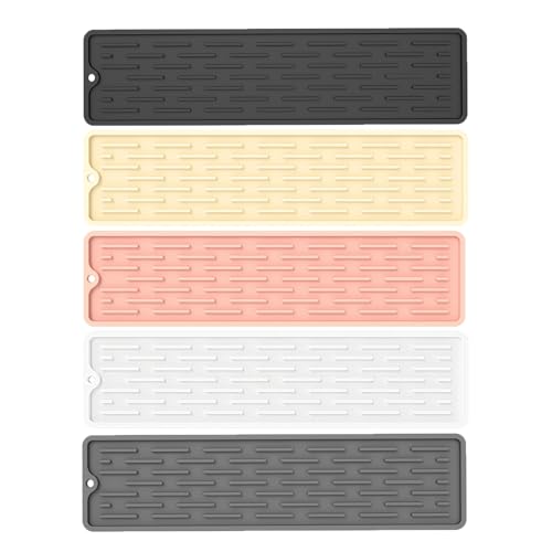 5er Set Wasserhahn Spritzschutz Abtropftablett Matte, Neuestes Silikon Abtropftablett Matte Wasserhahn Abtropfmatte, Tropffänger Tablett Wasserfänger Matte für Küche Bad Spülbecken (A, 35 x 8.8CM) 5er Set Wasserhahn Spritzschutz Abtropftablett Matte, Neuestes Silikon Abtropftablett Matte Wasserhahn Abtropfmatte, Tropffänger Tablett Wasserfänger Matte für Küche Bad Spülbecken (A, 35 x 8.8CM) von AidSci