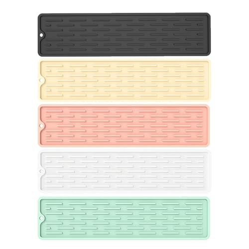 5er Set Wasserhahn Spritzschutz Abtropftablett Matte, Neuestes Silikon Abtropftablett Matte Wasserhahn Abtropfmatte, Tropffänger Tablett Wasserfänger Matte für Küche Bad Spülbecken (B, 35 x 8.8CM) 5er Set Wasserhahn Spritzschutz Abtropftablett Matte, Neuestes Silikon Abtropftablett Matte Wasserhahn Abtropfmatte, Tropffänger Tablett Wasserfänger Matte für Küche Bad Spülbecken (B, 35 x 8.8CM) von AidSci