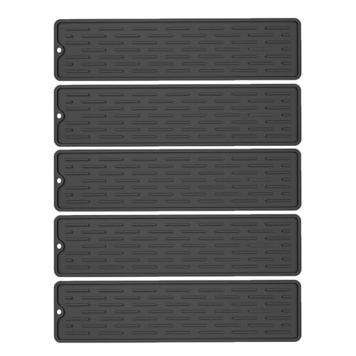 5er Set Wasserhahn Spritzschutz Abtropftablett Matte, Neuestes Silikon Abtropftablett Matte Wasserhahn Abtropfmatte, Tropffänger Tablett Wasserfänger Matte für Küche Bad Spülbecken (D, 35 x 8.8CM) 5er Set Wasserhahn Spritzschutz Abtropftablett Matte, Neuestes Silikon Abtropftablett Matte Wasserhahn Abtropfmatte, Tropffänger Tablett Wasserfänger Matte für Küche Bad Spülbecken (D, 35 x 8.8CM) von AidSci