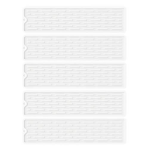 5er Set Wasserhahn Spritzschutz Abtropftablett Matte, Neuestes Silikon Abtropftablett Matte Wasserhahn Abtropfmatte, Tropffänger Tablett Wasserfänger Matte für Küche Bad Spülbecken (G, 35 x 8.8CM) 5er Set Wasserhahn Spritzschutz Abtropftablett Matte, Neuestes Silikon Abtropftablett Matte Wasserhahn Abtropfmatte, Tropffänger Tablett Wasserfänger Matte für Küche Bad Spülbecken (G, 35 x 8.8CM) von AidSci