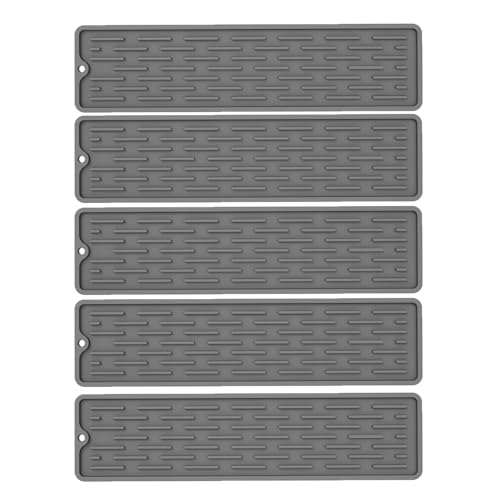 5er Set Wasserhahn Spritzschutz Abtropftablett Matte, Neuestes Silikon Abtropftablett Matte Wasserhahn Abtropfmatte, Tropffänger Tablett Wasserfänger Matte für Küche Bad Spülbecken (H, 35 x 8.8CM) 5er Set Wasserhahn Spritzschutz Abtropftablett Matte, Neuestes Silikon Abtropftablett Matte Wasserhahn Abtropfmatte, Tropffänger Tablett Wasserfänger Matte für Küche Bad Spülbecken (H, 35 x 8.8CM) von AidSci