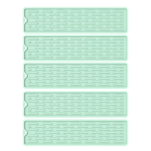 5er Set Wasserhahn Spritzschutz Abtropftablett Matte, Neuestes Silikon Abtropftablett Matte Wasserhahn Abtropfmatte, Tropffänger Tablett Wasserfänger Matte für Küche Bad Spülbecken (J, 35 x 8.8CM) 5er Set Wasserhahn Spritzschutz Abtropftablett Matte, Neuestes Silikon Abtropftablett Matte Wasserhahn Abtropfmatte, Tropffänger Tablett Wasserfänger Matte für Küche Bad Spülbecken (J, 35 x 8.8CM) von AidSci