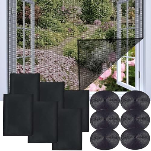 6 Stück Fliegengitter Fenster, 150cm x 180cm Moskitonetze für Fenster, Fliegengitter Fenster Magnet mit 6 Rollen Selbstklebeband, Moskitonetz Fenster Zuschneidbar Mückenschutz Fenster - Schwarz 6 Stück Fliegengitter Fenster, 150cm x 180cm Moskitonetze für Fenster, Fliegengitter Fenster Magnet mit 6 Rollen Selbstklebeband, Moskitonetz Fenster Zuschneidbar Mückenschutz Fenster - Schwarz von AidSci