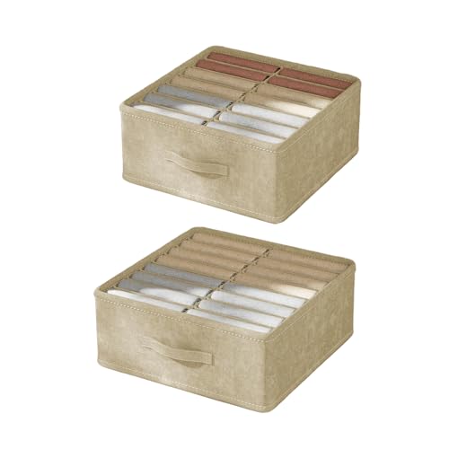 AidSci 2er set Kleiderschrank Organizer, Faltbare Kisten Schrank Organizer Aufbewahrungsbox mit 14/16 Fächer, Wasserdicht Schubladen-Ordnungssystem Organizer für Hemden, Hosen, Kleidung, Socken (A) von AidSci