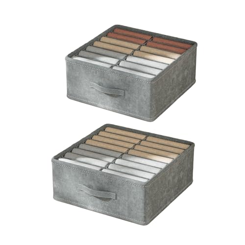 AidSci 2er set Kleiderschrank Organizer, Faltbare Kisten Schrank Organizer Aufbewahrungsbox mit 14/16 Fächer, Wasserdicht Schubladen-Ordnungssystem Organizer für Hemden, Hosen, Kleidung, Socken (B) von AidSci