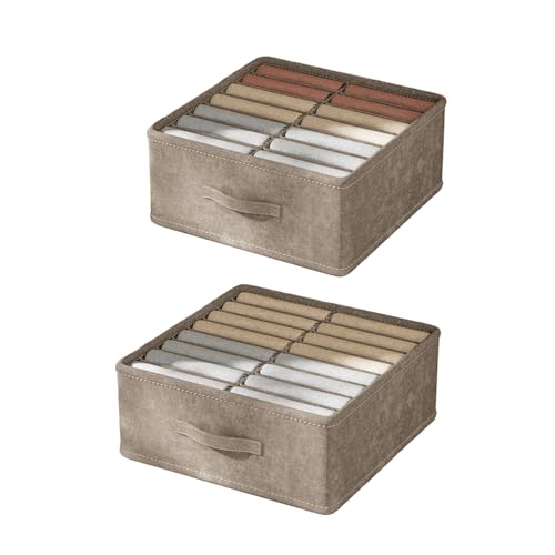 AidSci 2er set Kleiderschrank Organizer, Faltbare Kisten Schrank Organizer Aufbewahrungsbox mit 14/16 Fächer, Wasserdicht Schubladen-Ordnungssystem Organizer für Hemden, Hosen, Kleidung, Socken (C) von AidSci