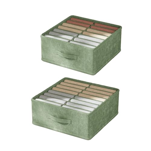AidSci 2er set Kleiderschrank Organizer, Faltbare Kisten Schrank Organizer Aufbewahrungsbox mit 14/16 Fächer, Wasserdicht Schubladen-Ordnungssystem Organizer für Hemden, Hosen, Kleidung, Socken (D) von AidSci
