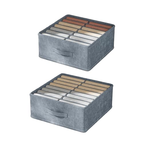 AidSci 2er set Kleiderschrank Organizer, Faltbare Kisten Schrank Organizer Aufbewahrungsbox mit 14/16 Fächer, Wasserdicht Schubladen-Ordnungssystem Organizer für Hemden, Hosen, Kleidung, Socken (E) von AidSci