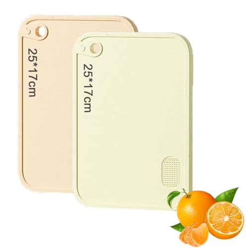 Schneidebrett Set 1cm dickes Weizenstroh Küche Schneidebretter mit Saftrillen Leicht Zu Greifen, Hängenden Löchern, Rutschfestem, Spülmaschinenfestem Schneidebrett (25x17x1cm - Grün/Orange) von AidSci