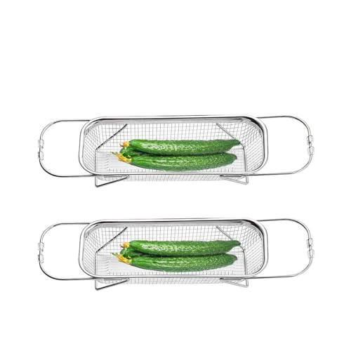Sieb Küche ausziehbar, Edelstahl Küche Siebkorb über Spüle Abtropfsieb Sieb Spülbecken Küchensieb Waschbecken Filterablage für Waschen Von Lebensmitteln, Gemüse, Fruit - 2 Stück (31-45 cm) von AidSci