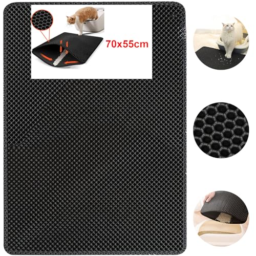 AidSci Katzenklo Matte | 70 x 55 cm Vorleger für Katzentoilette Waben Design Katzenstreu Matte wasserdichte Doppelte Schichte, leicht zu reinigen Katzenklo Unterleger AidSci Katzenklo Matte | 70 x 55 cm Vorleger für Katzentoilette Waben Design Katzenstreu Matte wasserdichte Doppelte Schichte, leicht zu reinigen Katzenklo Unterleger von AidSci