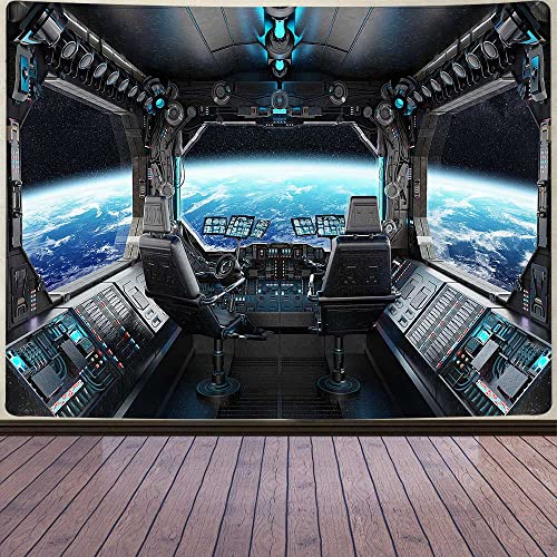 Aidatain GTZYAT043 Wandteppich, Raumfahrzeug, Raumschiff, Innenbereich, mit Sichtfenster, großes Flanell, 203,2 cm, 152,4 cm, Posterdecke für Wohnzimmer, Schlafzimmer, Wohnheim von Aidatain