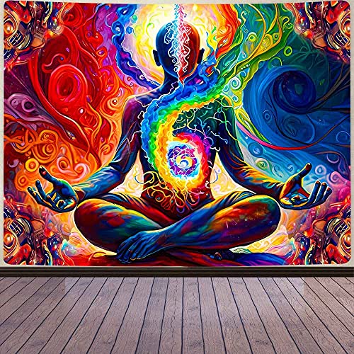 Aidatain Yoga-Meditations-Wandteppich, bunte Weltraum-Wandkunst, spirituelles Mandala, Größe 203 x 152 cm, Stranddecke für Wohnzimmer, Schlafsaal, Schlafzimmer, Heimdekoration GTDWAT163 von Aidatain