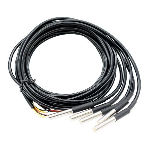 Aideepen 5 Stuck 5m Digitaler Edelstahl Temperatursensor, Wasserdicht Temperaturfühler kompatibel mit Arduino und Raspberry Pi inklusive E-Book, kompatibel mit Shelly Aideepen 5 Stuck 5m Digitaler Edelstahl Temperatursensor, Wasserdicht Temperaturfühler kompatibel mit Arduino und Raspberry Pi inklusive E-Book, kompatibel mit Shelly von Aideepen
