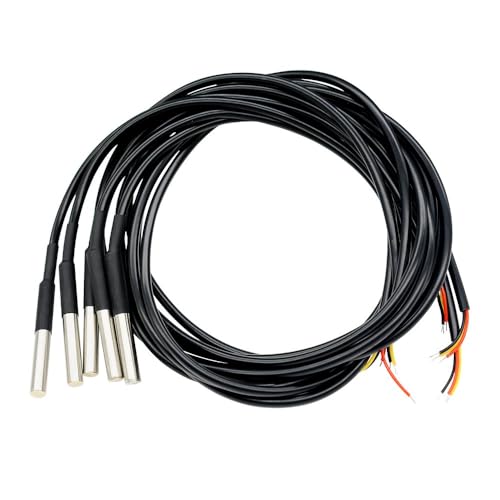 Aideepen 5 Stuck Temperatursensor, 2m Kabel Wasserdicht Temperaturfühler digitaler Edelstahl Temperatursensor kompatibel mit Arduino und Raspberry Pi inklusive E-Book, kompatibel mit Shelly Aideepen 5 Stuck Temperatursensor, 2m Kabel Wasserdicht Temperaturfühler digitaler Edelstahl Temperatursensor kompatibel mit Arduino und Raspberry Pi inklusive E-Book, kompatibel mit Shelly von Aideepen