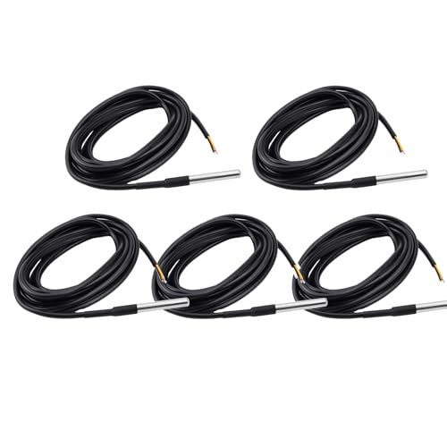 Aideepen 5 Stuck Temperatursensor, 3m Kabel Wasserdicht Temperaturfühler digitaler Edelstahl Temperatursensor kompatibel mit Arduino und Raspberry Pi inklusive E-Book, kompatibel mit Shelly Aideepen 5 Stuck Temperatursensor, 3m Kabel Wasserdicht Temperaturfühler digitaler Edelstahl Temperatursensor kompatibel mit Arduino und Raspberry Pi inklusive E-Book, kompatibel mit Shelly von Aideepen