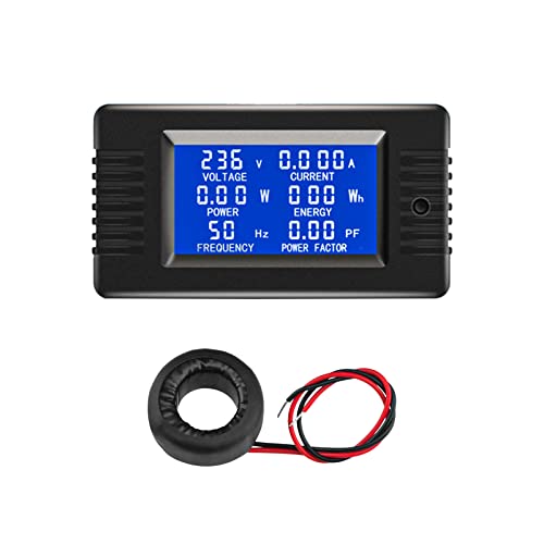 Aideepen LCD Digital Amperemeter Voltmeter AC 80-260V 100A, Leistungsmesser 6-in-1 Home Stromzähler Panel, Energiezähler Stromzähler mit geschlossenem Typ CT von Aideepen