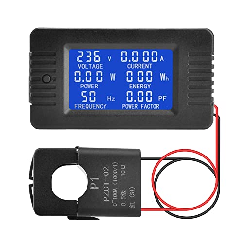 Aideepen LCD Digital Amperemeter Voltmeter AC 80-260V 100A, Leistungsmesser 6-in-1 Home Stromzähler Panel, Energiezähler Stromzähler mit offenem CT von Aideepen