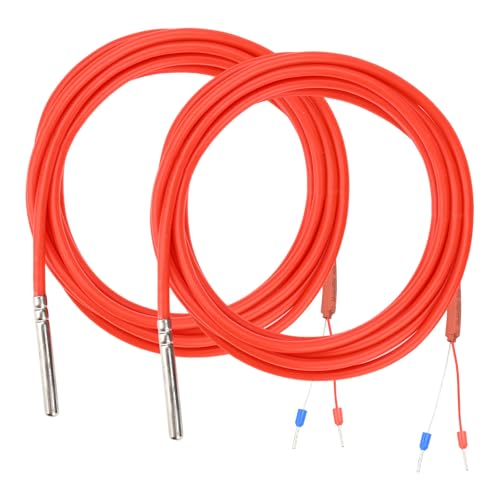 Aideepen PT1000 Temperatursensor, 2 Stuck 3 Meter Silikon-Leitung Kabel Digitaler Wasserdicht Temperaturfühler mit Edelstahlsonde, Temperaturmessbereich -50℃~180℃ Aideepen PT1000 Temperatursensor, 2 Stuck 3 Meter Silikon-Leitung Kabel Digitaler Wasserdicht Temperaturfühler mit Edelstahlsonde, Temperaturmessbereich -50℃~180℃ von Aideepen