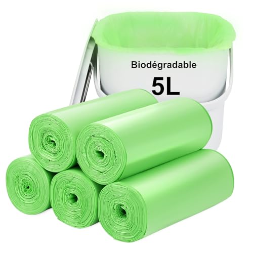 Biologisch abbaubare Müllbeutel, 5 l, 120 Stück: Kleine Müllbeutel für Thekenmülleimer, recycelt, robust, abbaubar, Kompostbeutel für Lebensmittel und Garten. von Aievrgad
