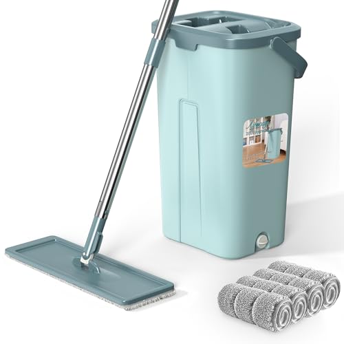 Aifacay Bodenwischer mit Eimer – Aifacay Upgrade, freihändiges Drücken, 360 ° Flexibler Kopf mit 3 wiederverwendbaren Mikrofaser-Pads, 150 cm verlängerter Edelstahl-Griff zur Bodenreinigung Aifacay Bodenwischer mit Eimer – Aifacay Upgrade, freihändiges Drücken, 360 ° Flexibler Kopf mit 3 wiederverwendbaren Mikrofaser-Pads, 150 cm verlängerter Edelstahl-Griff zur Bodenreinigung von Aifacay