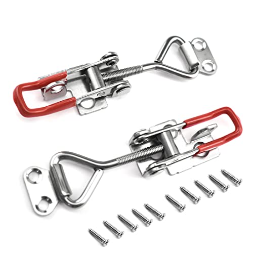 2 Stück verstellbare 304 Edelstahl Knebelverschluss Klemmen robuste Schnellentriegelung Hasp Latch mit Verriegelungsloch 180 kg Haltekapazität Catch Kit für Tor Schrank Tür Box Case, 4002, Größe M 2 Stück verstellbare 304 Edelstahl Knebelverschluss Klemmen robuste Schnellentriegelung Hasp Latch mit Verriegelungsloch 180 kg Haltekapazität Catch Kit für Tor Schrank Tür Box Case, 4002, Größe M von Aifeier ET