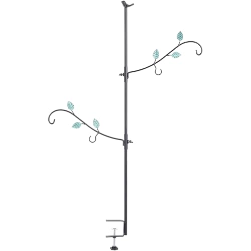 Deck Bird Feeder Haken, Multi-Haken Vogelfutterspender Haken für Deckgeländer, Klemmen auf Metall Vogelfutterspender Balkon Hängeset mit 2 verstellbaren Zweigen, Veranda Pflanzgefäß Aufhänger zum von Aifeorzo