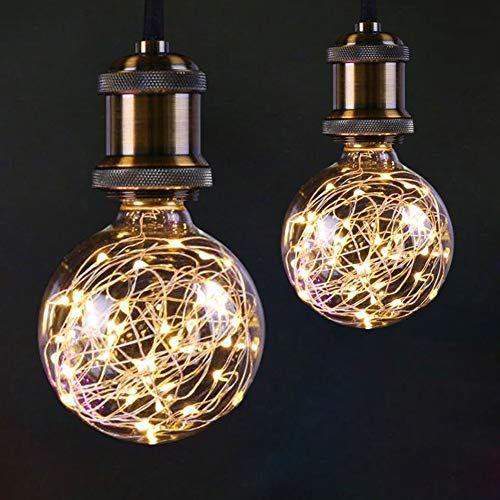 AIFUSI LED Glühbirne, 2 Stück E27 Kupferdraht Vintage LED Birne, 3W 300lm Warmweiß Kreative Lichterkette, dekorative Beleuchtung für Hauscafés Party Urlaub Hochzeit, nicht dimmbar von AIFUSI