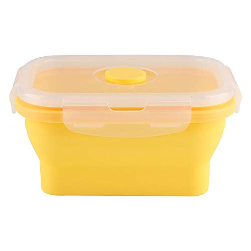 Aigend Brotdose - 3Colors 350ml Rechteck Silikon Bento Box Faltbare Brotdose Mikrowelle Lebensmittelbehälter(Gelb) von Aigend