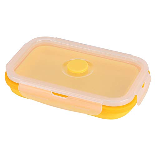 Aigend Lunchbox - 500 ml zusammenklappbare tragbare Silikon-Lunchbox Schüssel Klappbarer Vorratsbehälter für Lebensmittel(Gelb) von Aigend