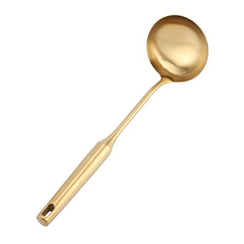Aigend Suppenkelle, 33 cm Schöpflöffel Edelstahl Suppenschöpfer Suppenkelle mit ergonomischem Griff, Gold von binoa
