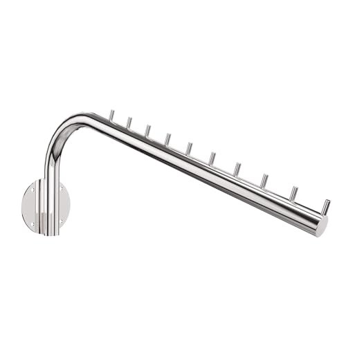 Aigentlich Kleiderstange schräg zur Wandbefestigung, chrom, Garderobenstange L45 cm mit 10 stabilen Kleiderhaken, Wand-Abhänger für Textilien und Accessoires, stabiler Kleiderhakenstange für Taschen Aigentlich Kleiderstange schräg zur Wandbefestigung, chrom, Garderobenstange L45 cm mit 10 stabilen Kleiderhaken, Wand-Abhänger für Textilien und Accessoires, stabiler Kleiderhakenstange für Taschen von Aigentlich