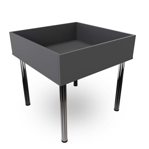 Aigentlich Wühltisch New York aus Holz, Gestell Chrom, Aktionstisch Maße B120 x T60cm o. B80 x T80 cm, Stabiler Verkaufstisch H 96cm, Wühlschütte aus eigener Fertigung (Anthrazit, 80 x 80 cm) von Aigentlich