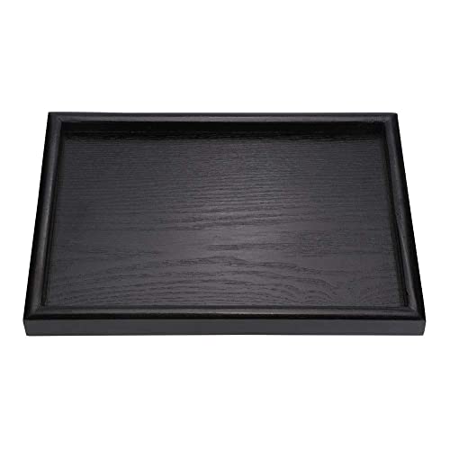 Aiggend Tee-Tablett, geeignet für Wohnzimmer mit schlechtem Kaffee, rechteckiges Tablett aus Holz (schwarz) (Größe: L) von Aiggend
