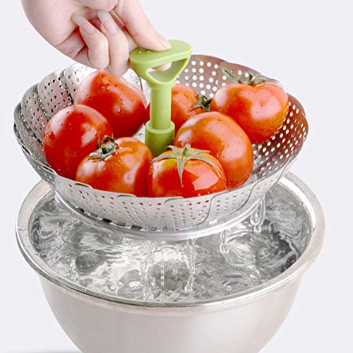Dampfkorb, Klappdampfer Kochdampfer Edelstahl-Netzschale Obst Gemüse Dampfgarer Korb Dampfkorb mit Griff zum Kochen von Aigid