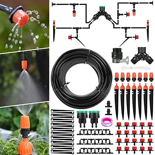 Aiglam 40M Bewässerungssystem, Micro Drip Bewässerung Kit Gartenbewässerung, Flower Bed, Terrasse Pflanzen- Automatische Sprinkler Tröpfchenbewässerung Kit von Aiglam