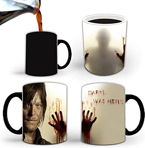 Aigori DARYL WAS HERE, Walking Dead Gifts, wärmeempfindliche Farbwechsel-Keramiktasse (313 ml), TWD Geschenk für Männer und Frauen, Halloween, Geburtstag, Mutter, Vater, Freunde (1 Stück) von Aigori