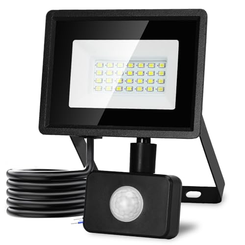 Aigostar 20W LED Strahler mit Bewegungsmelder Außen,1650LM 6500K Kaltweiß Außenstrahler,IP65 Wasserdicht Scheinwerfer, Aussenleuchte für Garten, Innenhöfe,Garage, Hotel von Aigostar