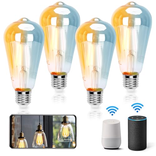 Aigostar Alexa Glühbirne E27 Edison Glühbirne 6W 805LM Dimmbare Retroglühbirnen ST64 Smart Lampe Wlan Dimmbar 2700K-6500K App Steuern Kompatibel mit Alexa und Google Assistant. Gold 4 Stück Aigostar Alexa Glühbirne E27 Edison Glühbirne 6W 805LM Dimmbare Retroglühbirnen ST64 Smart Lampe Wlan Dimmbar 2700K-6500K App Steuern Kompatibel mit Alexa und Google Assistant. Gold 4 Stück von Aigostar