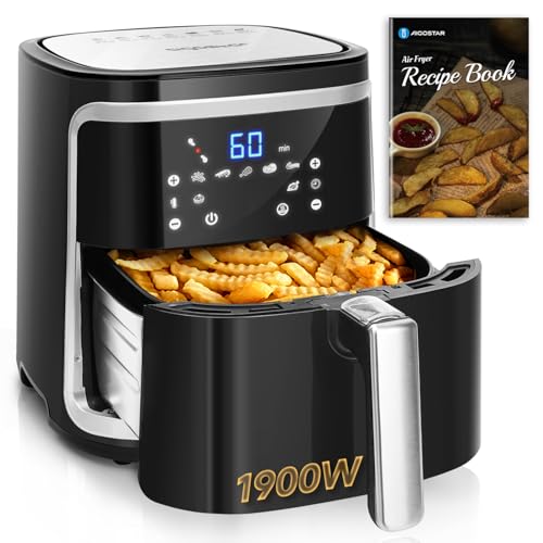 Aigostar Cube Heißluftfritteuse 7L XXL Friteuse Heissluft 1900 W Heissluftfriteuse, 7 Programmen, Warmhalten, 20 Rezepte, ohne Öl, für 6-10 Personen, Air Fryer mit Digitalem LED-Touchscreen, Schwarz von Aigostar