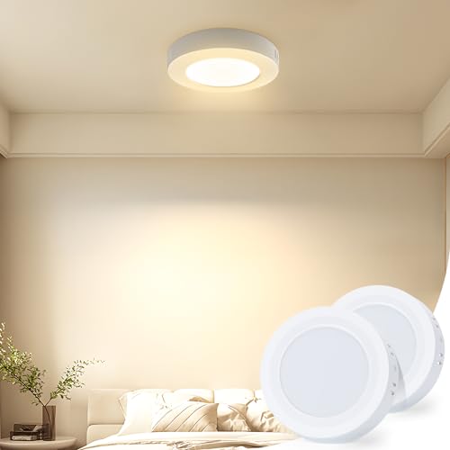 Aigostar Deckenlampe LED 6W 3000K Deckenleuchte, 600lm lampen decke ideal für Badezimmer Balkon Flur Küche Wohnzimmer, Warmweiß Badezimmerlampe Ø12.3cm, 2 Packungen von Aigostar