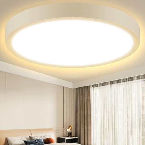 Aigostar LED Deckenleuchte Flach 24W,3000K,Ø289mm,2500LM lampen decke ideal für Wohnzimmer,Schlafzimmer,Küche, Balkon, Warmweiß LED Lampen deckenlampen Ø289mm*H38mm von Aigostar