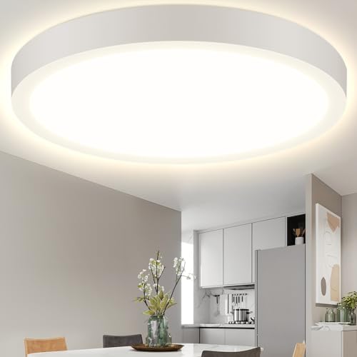 Aigostar LED Deckenleuchte Flach 24W,4000K,Ø289mm,2700LM lampen decke ideal für Wohnzimmer,Schlafzimmer,Küche, Balkon, Warmweiß LED Lampen deckenlampen Ø289mm*H38mm von Aigostar