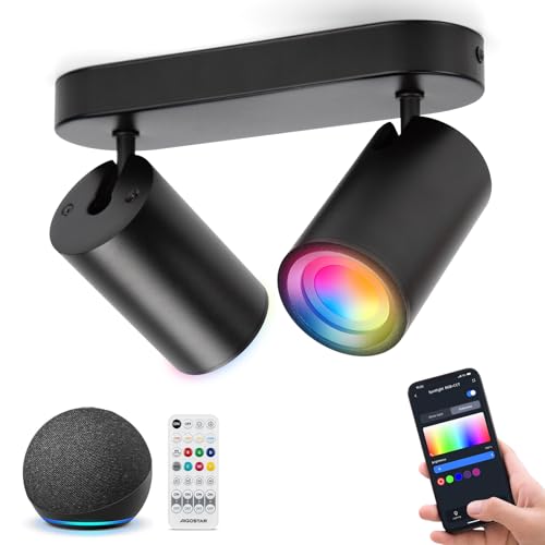 Aigostar Deckenstrahler GU10 Intelligent Dimmbar, LED Deckenleuchte Wandstrahler Schwenkbar 2 Flammig Kompatibel mit Alexa, Deckenspots für Küche Schlafzimmer Wohnzimmer (Mit Smarte Glühbirne) von Aigostar